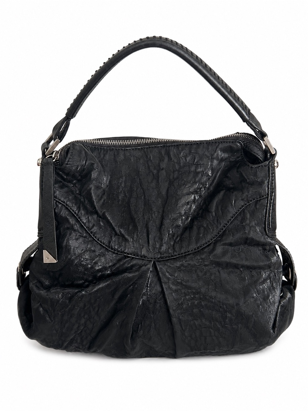 Francesco Biasia Black Italian Leather Slouchy Hobo Shoulder Bag - Picture 2 of 15